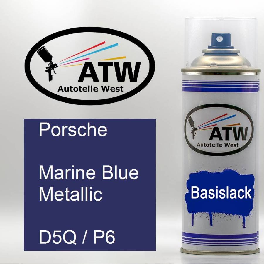 Porsche, Marine Blue Metallic, D5Q / P6: 400ml Sprühdose, von ATW Autoteile West.